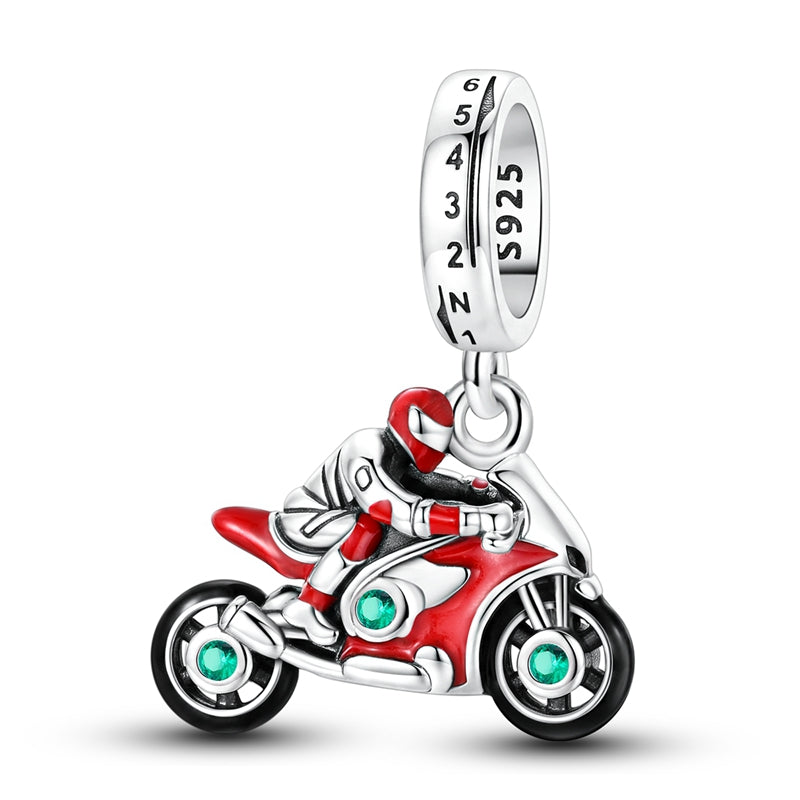 Red Motorcyclist Charm