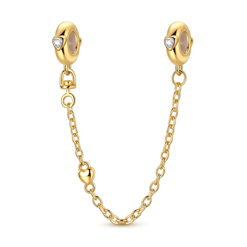 Golden Peach Heart Rubber Plug Safety Chain