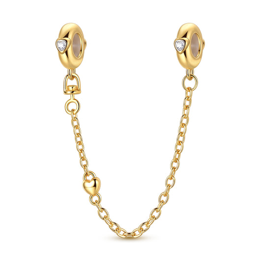 Golden Peach Heart Rubber Plug Safety Chain
