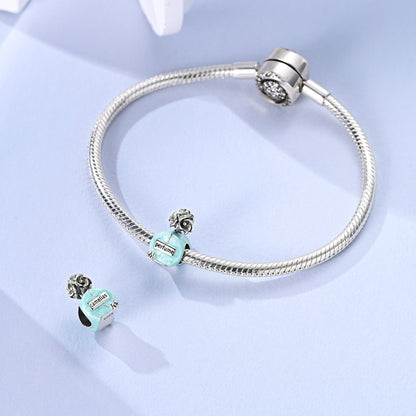 Silver Blue Glaze Perfume Bottle Charm