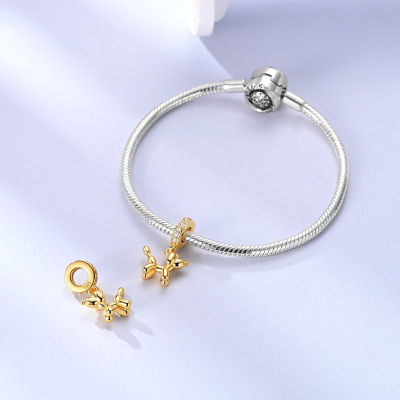 Gold Balloon Poodle Charm