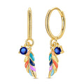 Gold Bohemian Colorful Feather Earrings
