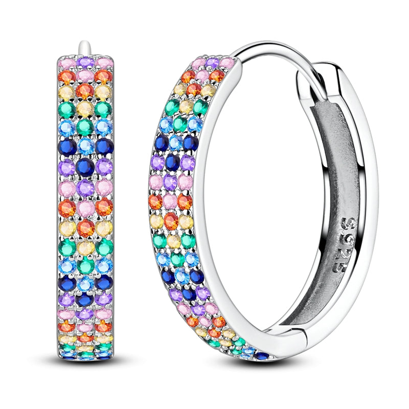 Medium Sparkling Color Triple Pave Earrings