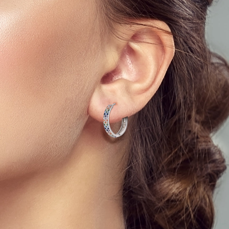 Medium Sparkling Color Triple Pave Earrings