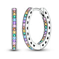 Medium Double Inlaid Colorful Zirconium Earrings