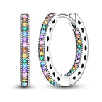 Medium Double Inlaid Colorful Zirconium Earrings