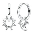 Medium Asymmetric Sun, Moon and Star Earrings