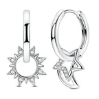 Medium Asymmetric Sun, Moon and Star Earrings