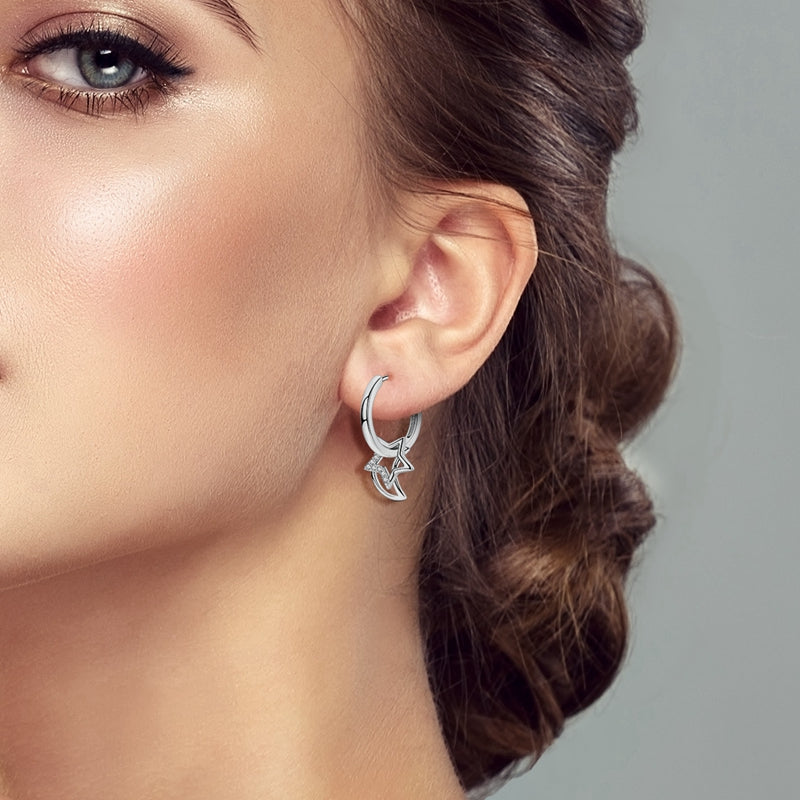 Medium Asymmetric Sun, Moon and Star Earrings