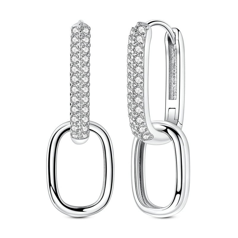 Medium Sparkling U-Shaped Double Hoop Earrings