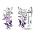Flying Gradient Purple Butterfly French Hoop Earrings