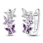 Flying Gradient Purple Butterfly French Hoop Earrings
