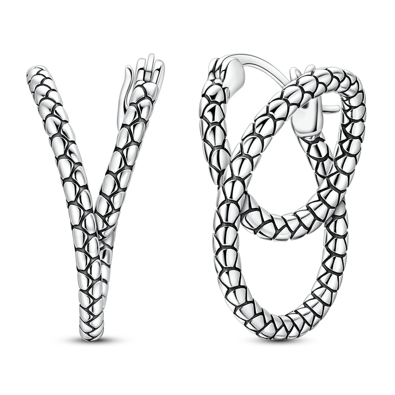 Snake Bone Pattern Curved Earrings