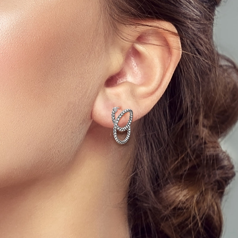 Snake Bone Pattern Curved Earrings