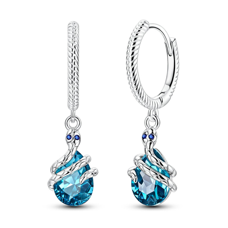 Snake Around Stone Snake Bone Pattern Earrings