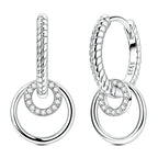 Multi-Circle Snake Bone Pattern Stone Inlaid Earrings