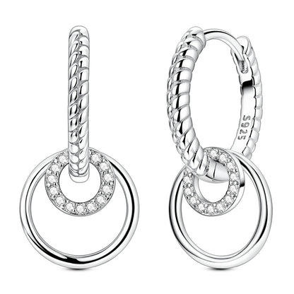 Multi-circle Snake Bone Pattern Stone Inlaid Earrings