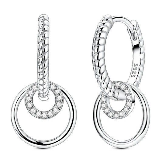Multi-circle Snake Bone Pattern Stone Inlaid Earrings