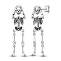 Movable Skull Head-Holding Stud Earrings
