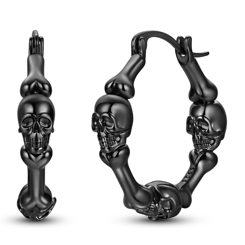 Black Skull Bone Earrings