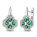 Four-Leaf Clover French Hoop Earrings