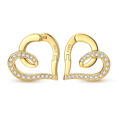 Gold Twist Heart Hoop Earrings