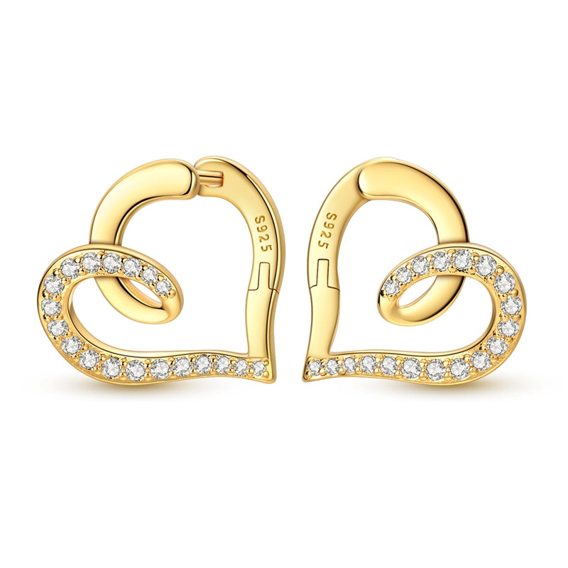 Gold Twist Heart Hoop Earrings