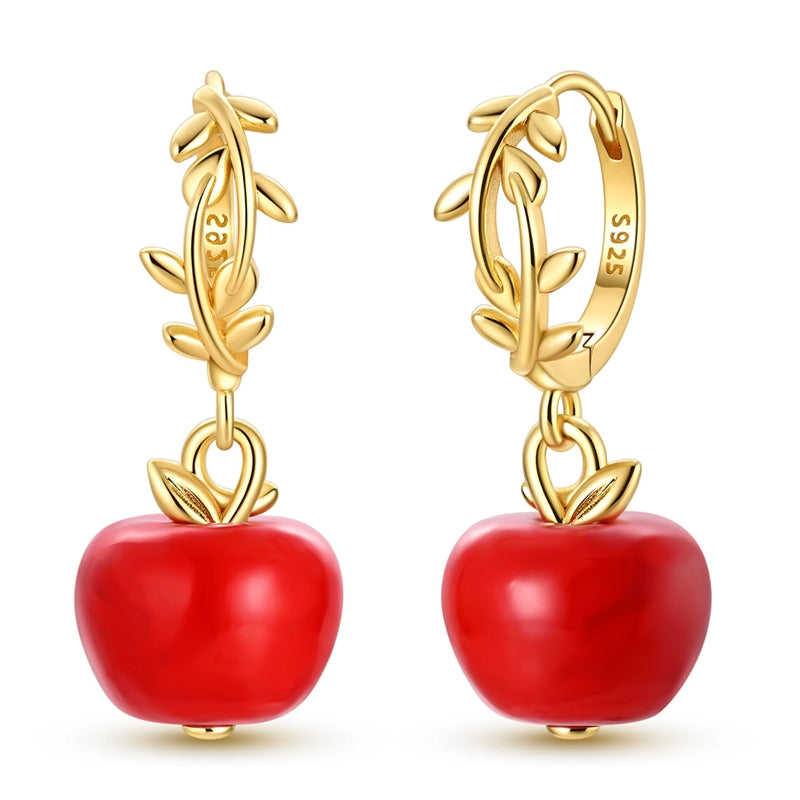 Gold Apple Branch Earrings