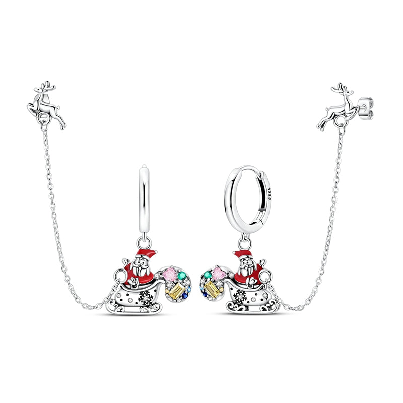 Santa Sleigh Dangle Earrings