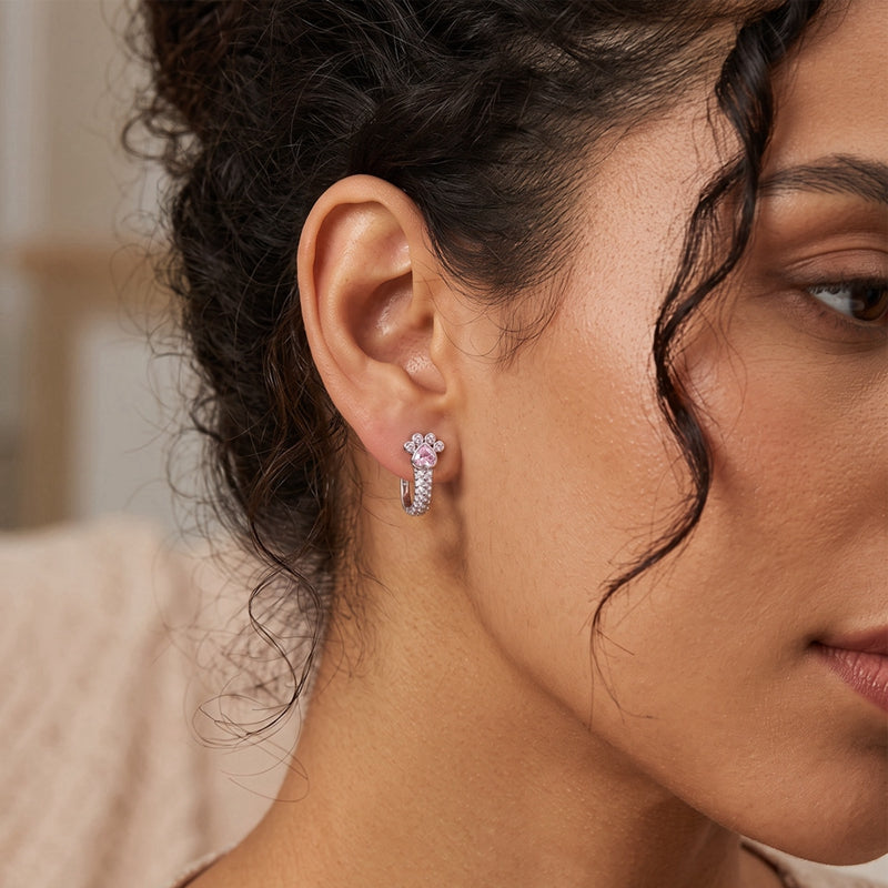 Sparkling Cute Paw Earrings