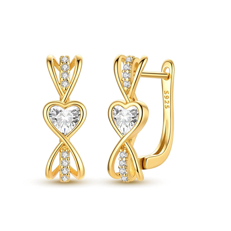 Gold Wrapped Heart Hoop Stud Earrings