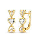 Gold Wrapped Heart Hoop Stud Earrings