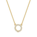 Sparkling Gold Stone Hoop Necklace