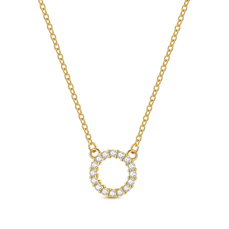 Sparkling Gold Stone Hoop Necklace