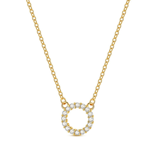 Sparkling Gold Stone Hoop Necklace