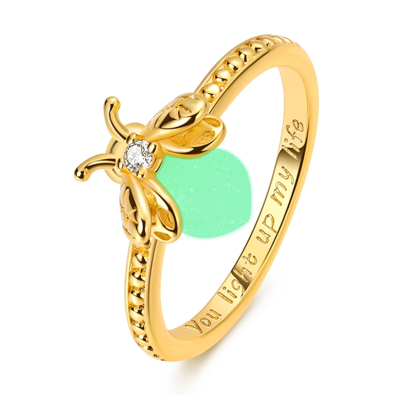 Golden Luminous Firefly Ring