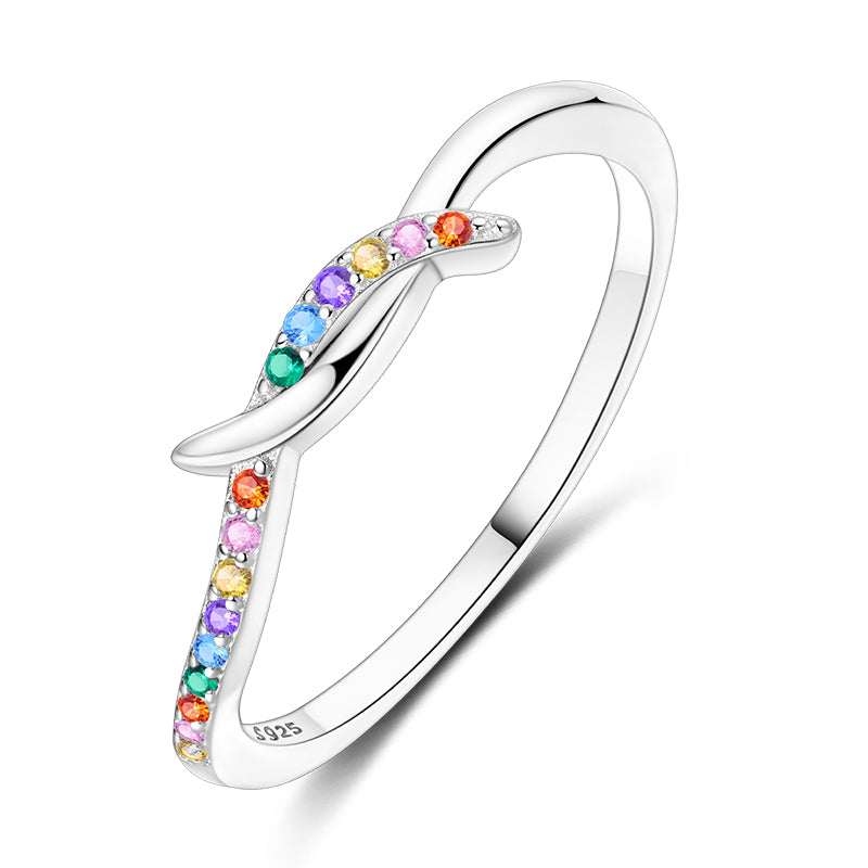 Cross Line Colored Zirconia Ring