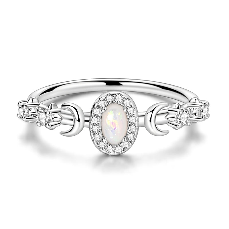 Shining Star and Moon Opal Ring