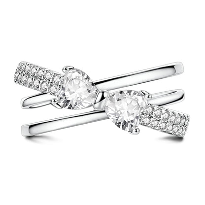Bowknot Pave Multi-Ring Cross Wide Ring