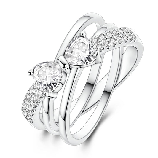 Bowknot Pave Multi-Ring Cross Wide Ring