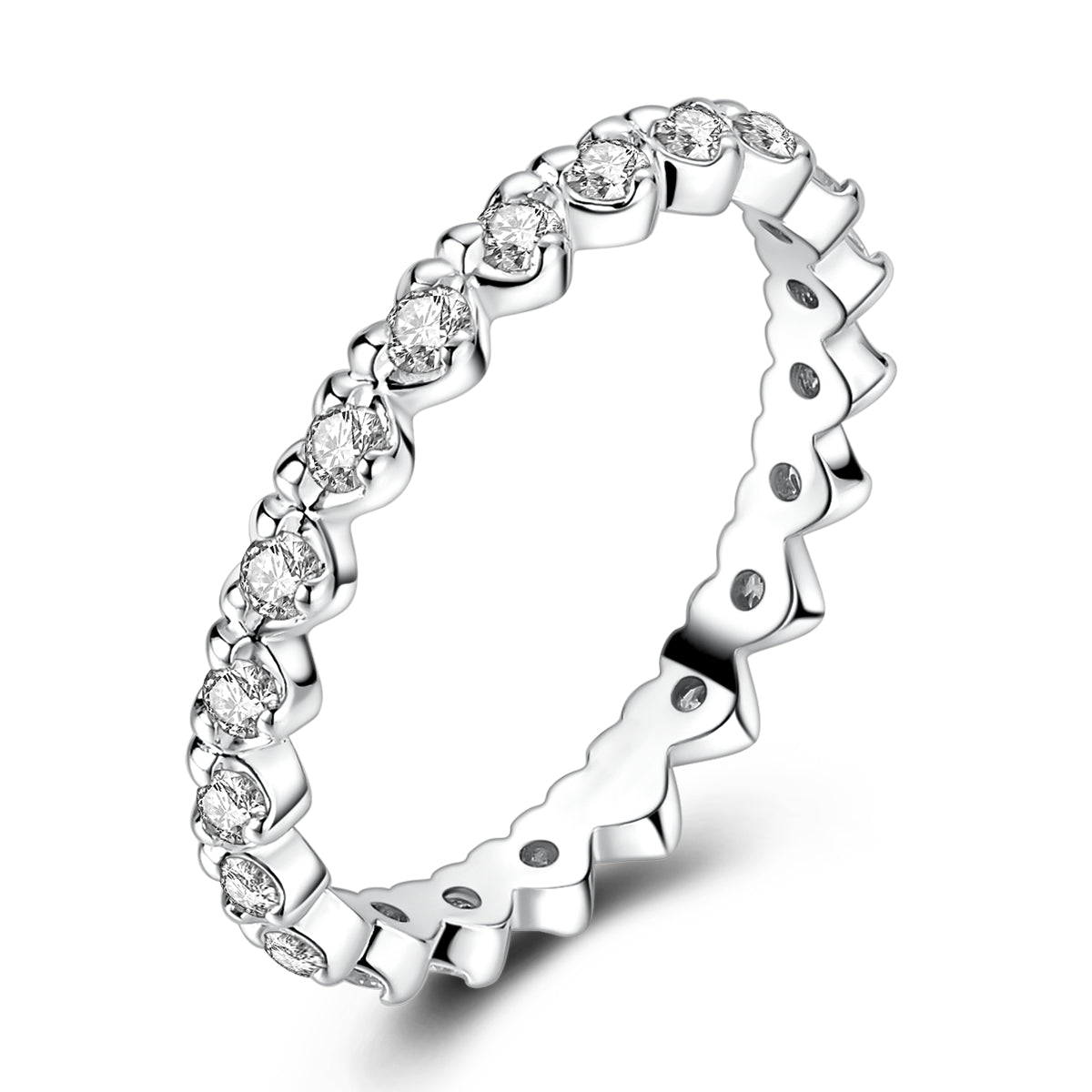 Three-Dimensional Heart-Shaped Stone Ring