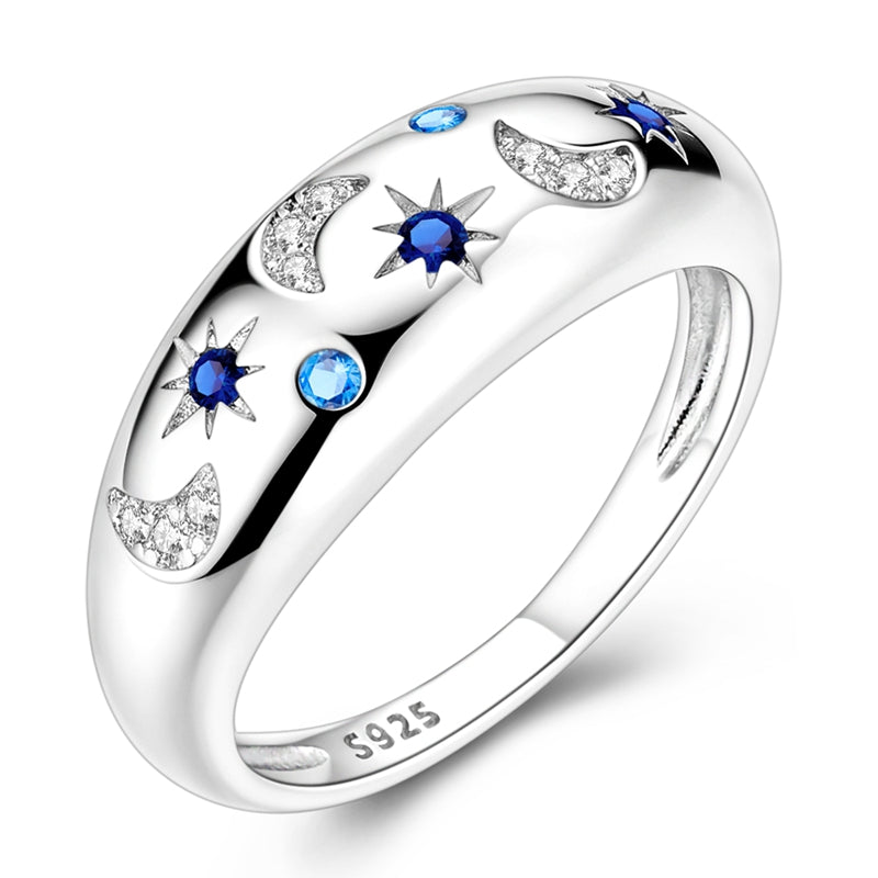 Sparkling Starry Night Wide Band Ring
