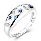 Sparkling Starry Night Wide Band Ring