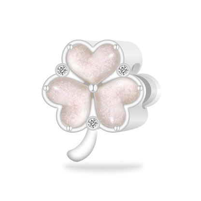 Three-leaf Pink Heart Shape Charm