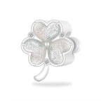 Three-Leaf White Heart Shape Charm