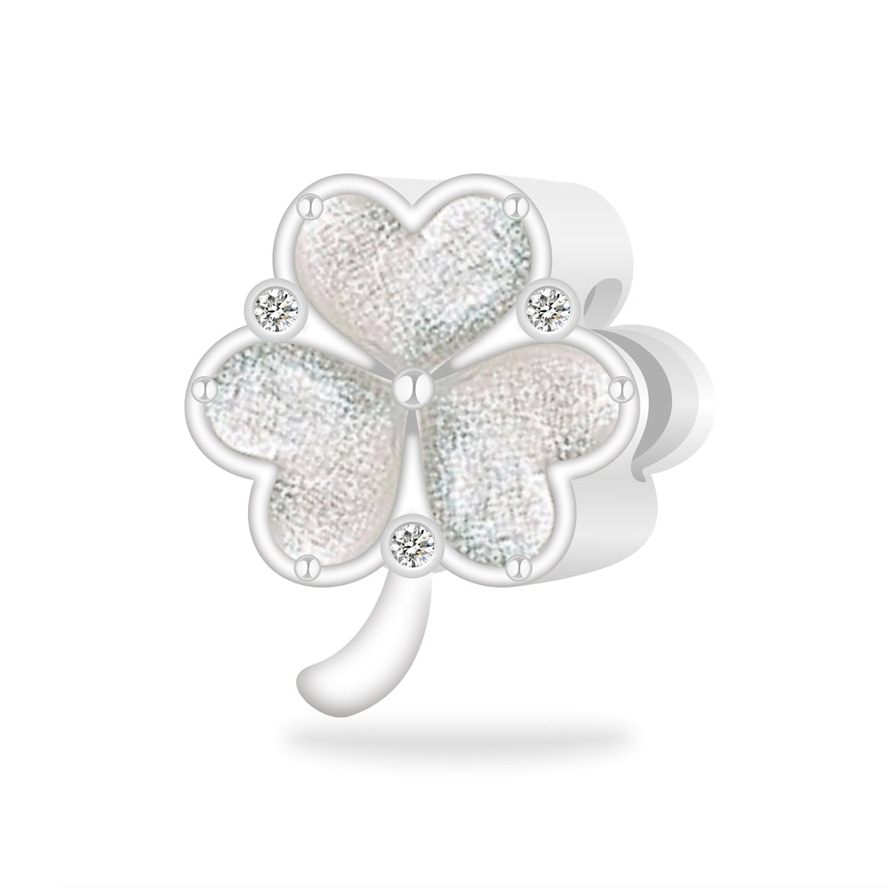 Three-Leaf White Heart Shape Charm