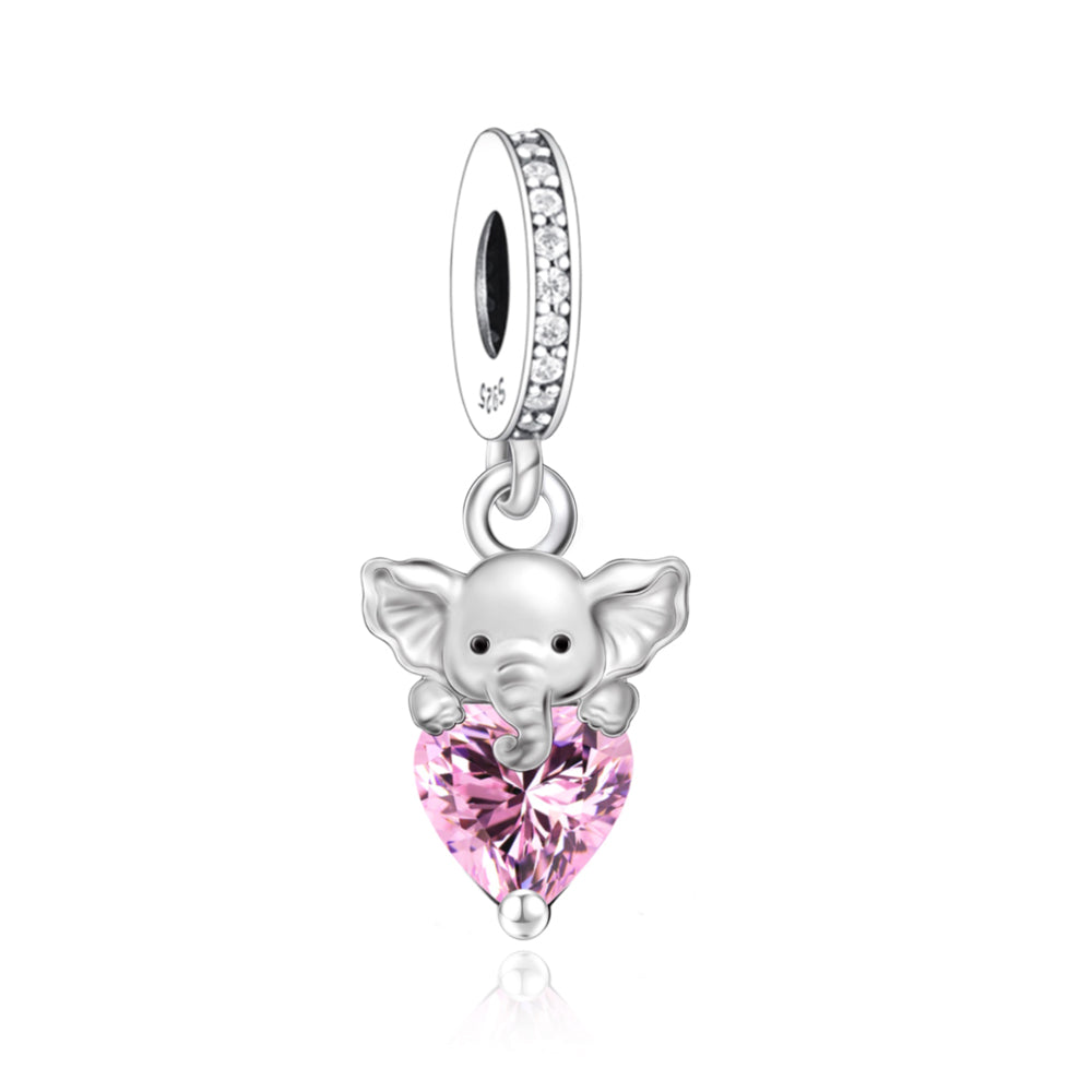 Heart-hugging Elephant Charm