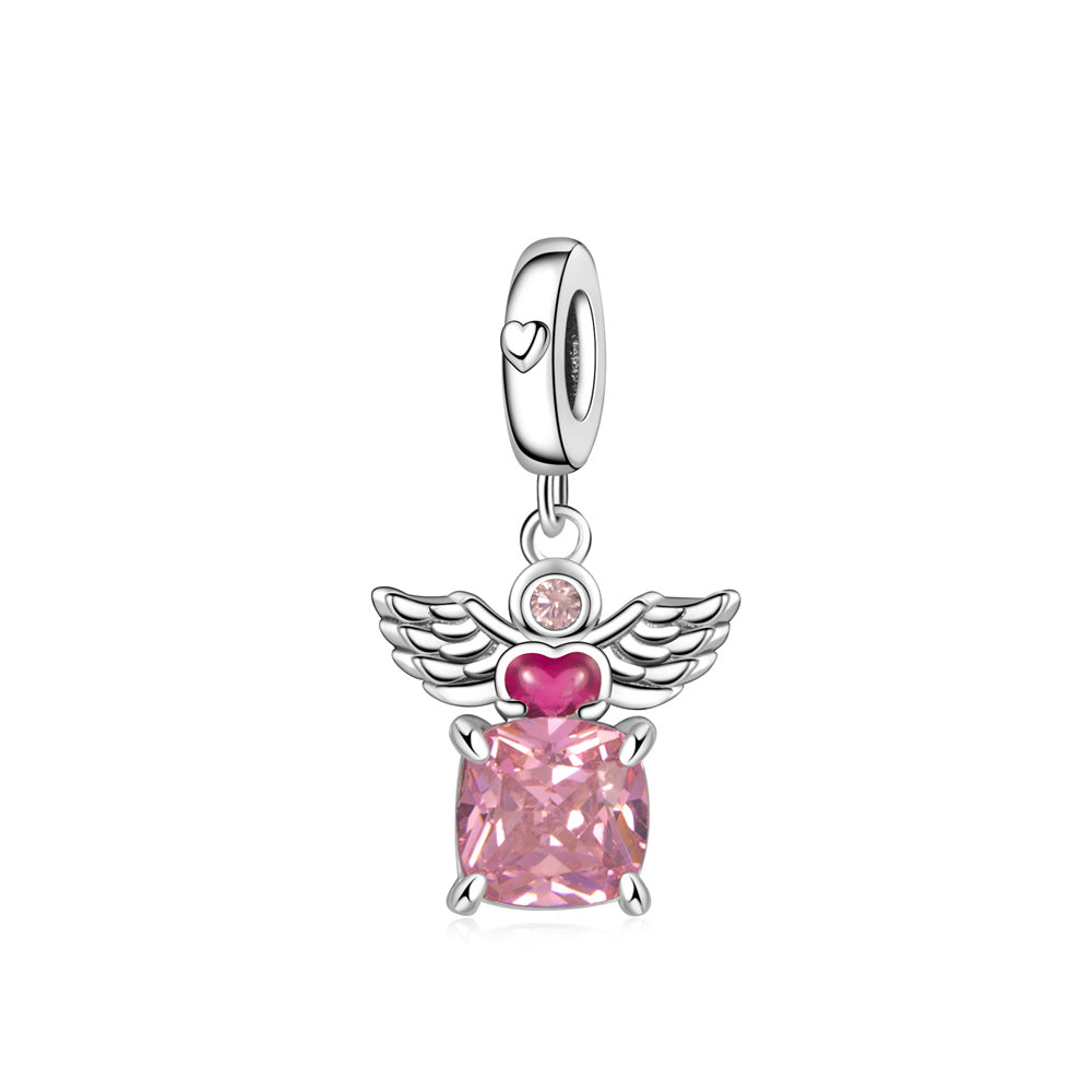 Pink Sparkling Love Angel Charm