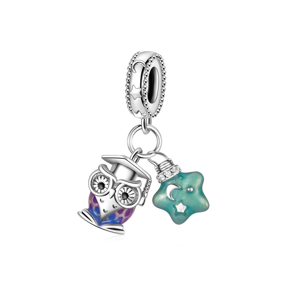 Wise Owl and Luminous Star Charm
