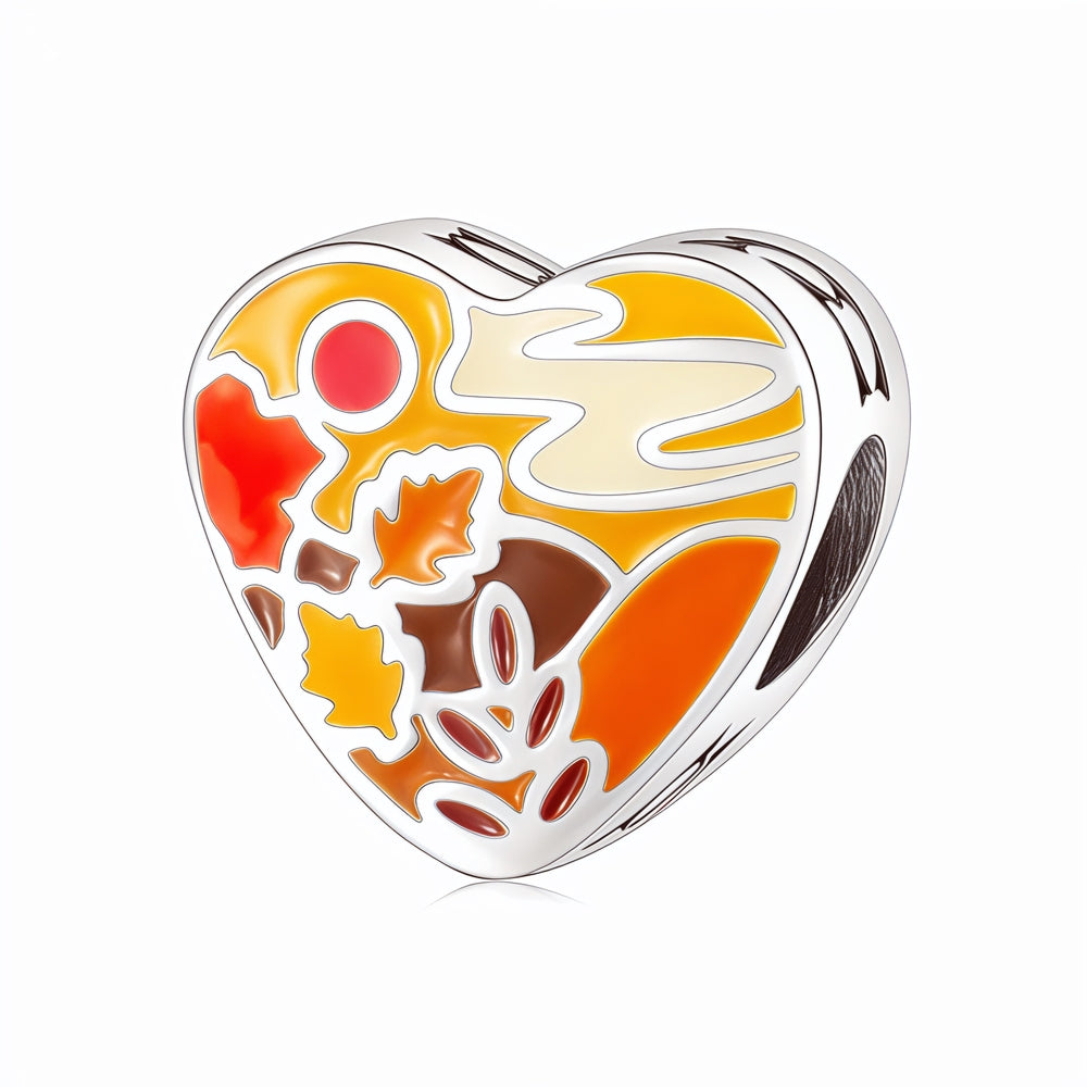 Golden Autumn Sunset Heart-Shaped Charm